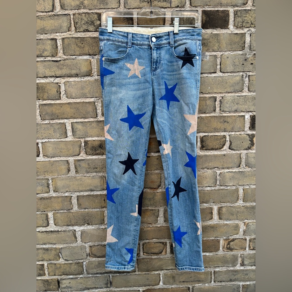 Stella McCartney Blue and Black Star Straight Leg Jeans